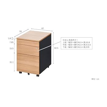 Amazon | プラス サイドキャビネット 3段ワゴン OXシリーズ